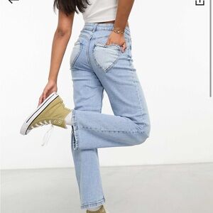 Miss Selfridge Heart pocket straight leg jeans size US6